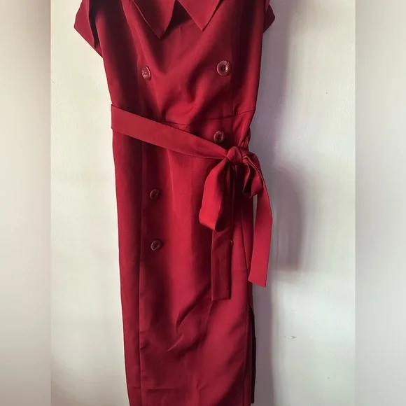 Favlux Burgundy Button Front Jumper Dress Size small - Picture 5 of 6